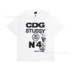 [2] American trendy brand short-sleeved t-shirt black and white collection printed short-sleeved t-shirt casual couple men and women of the same style