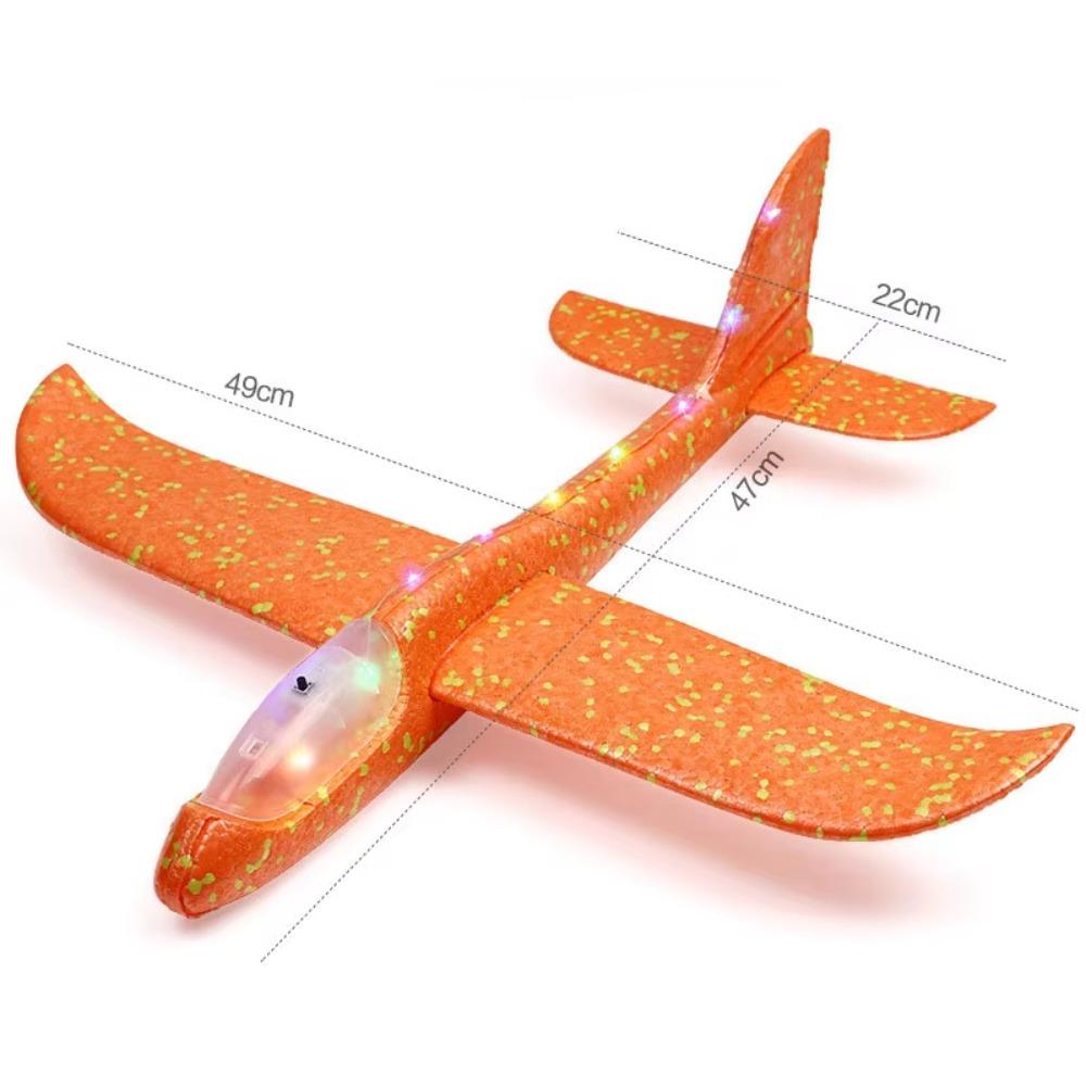 Large Foam Glider Airplane with LED Lights LED Flying Toys  Outdoor Hand Throwing Toys оранжевый