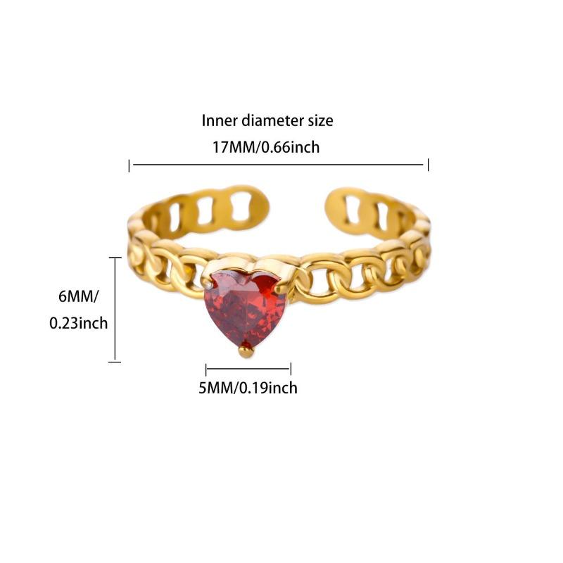 December Birthday Stone Color Love Zircon Ring Women's Chain Ring Niche Opening Simple New Model