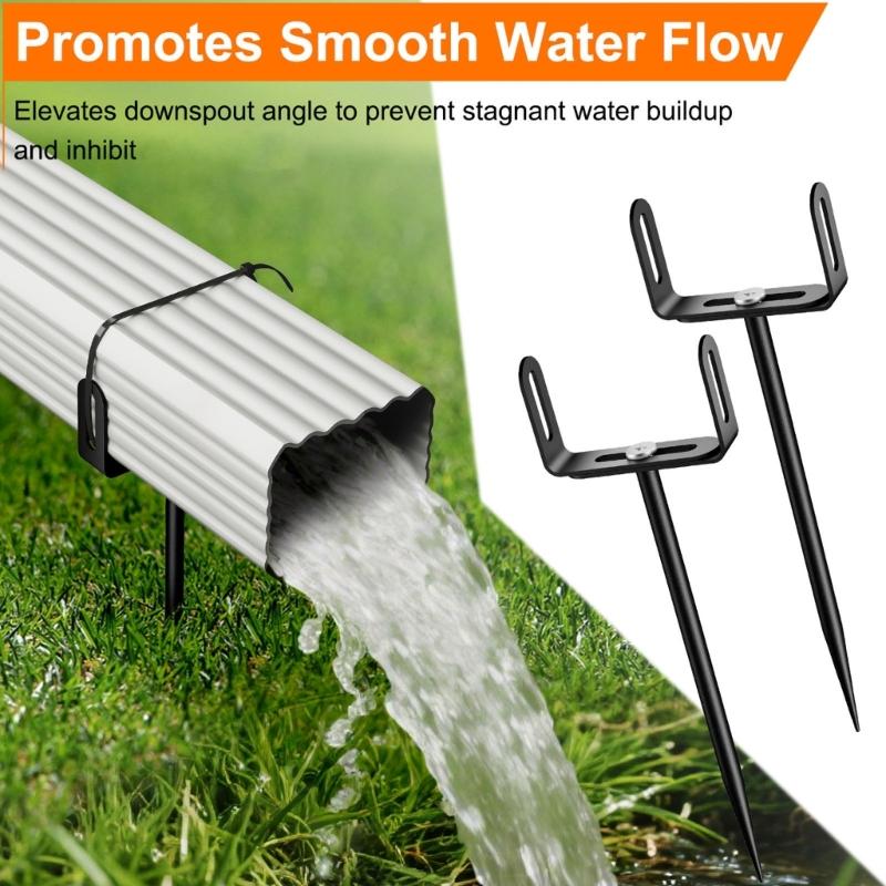 2pcs Adjustable Size Downspout Support Brackets Heavy Type Carbon Steel Rust Proof Finish Simple Setup