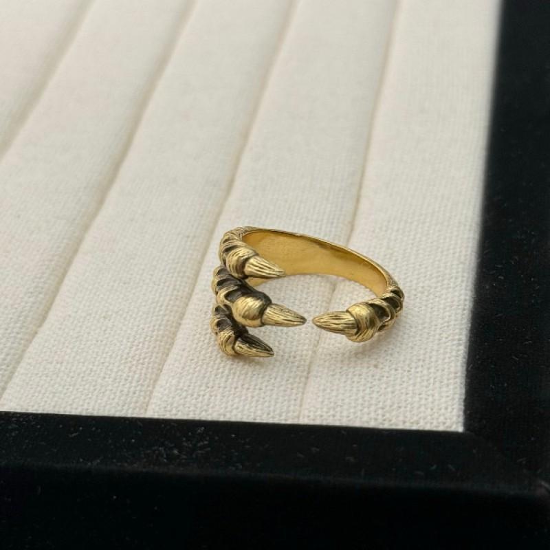 Adjustable Open Ring Men Women Vintage Dragon Claw Design Copper Band With Black Electroplated Finish Retro Style