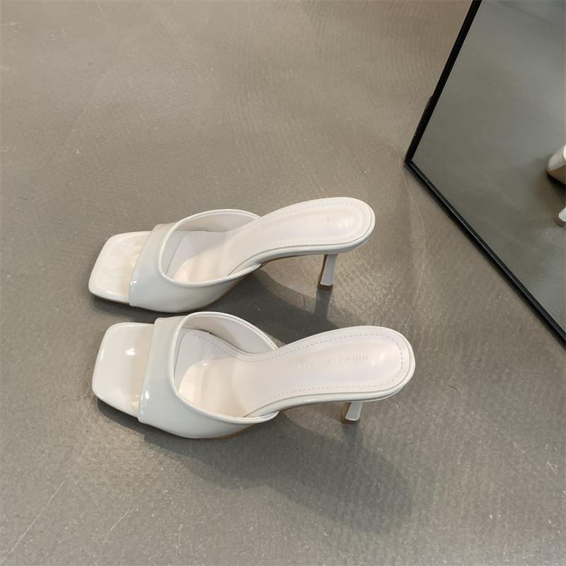 Fashion Fashion Square Toe Women 7cm Heels Pumps Shoes New In Spring Summer Female Slip On Footwear Ladies High Heels Shoes Slides