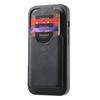 DENIOR D19 For iPhone 15 Pro Max Magnetic Case Leather+PC+TPU Cover with Detachable Card Bag