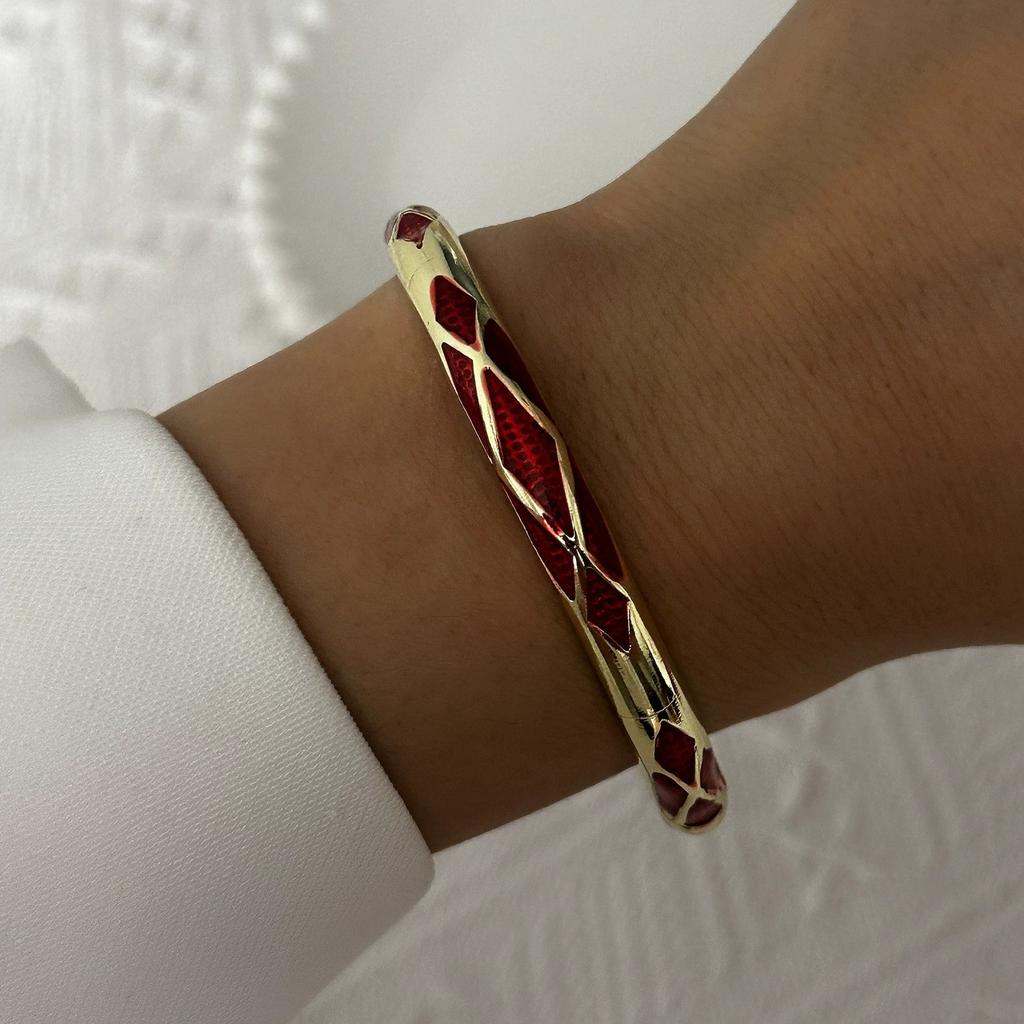 Retro New Trend Enamel Dropped Glaze Flower Texture Bracelet for Women Unique Design Evil Eye Floral Zircon Bangle Party Jewelry