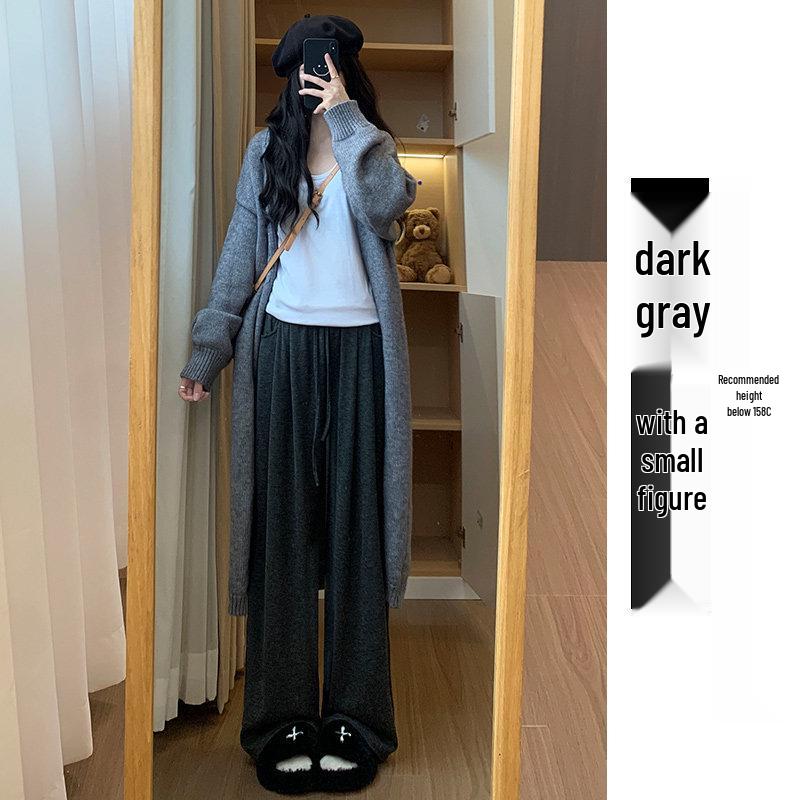 

Coffee-Colored High-Waisted Wide-Leg Pants for Women - Spring & Autumn 2026, Straight Leg, Cashmere, Plus Velvet, Good Drape, Lazy Style. XL