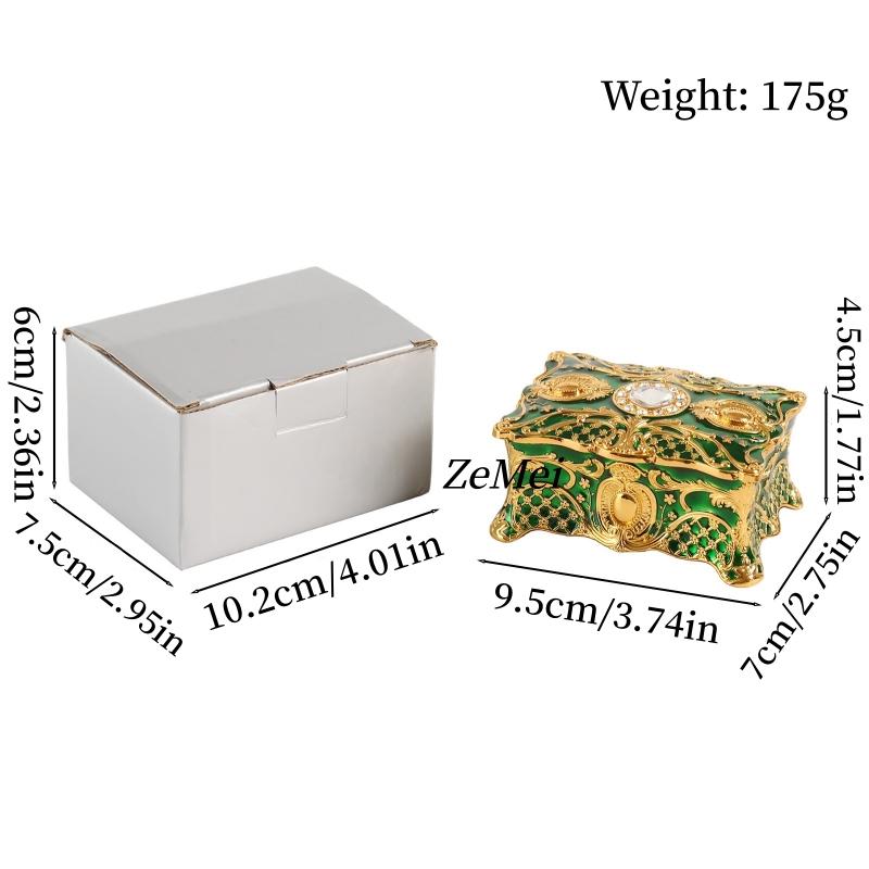 Vintage Elegant Jewelry Box with Gold Detailing, Alloy Pearl Storage Box Rings, Earrings, Makeup Table Decorative Accessories