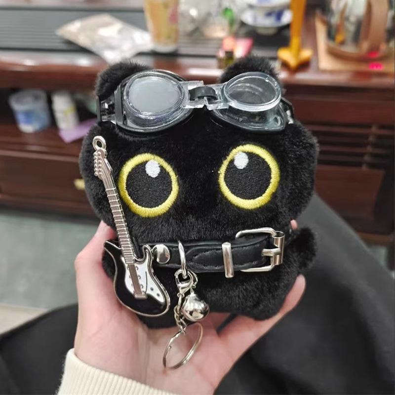 Black Cat Keychain Accessories Plush Stuffed Kitten Pendant Kawaii Cat Couple Keyrings Bag Charm Birthday New Year Party Favors
