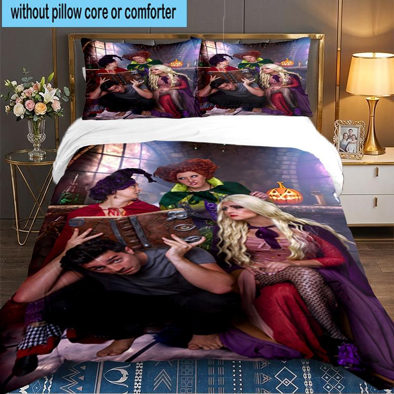 Pocus Halloween Magic 3pcs Bedding Set,Including 1pc Duvet Cover And 2pcs Pillowcases Perfect Gift for Christmas,Ideal for Bedroom, Dormitory