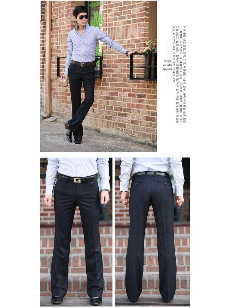 Original Design Korean Casual Flare Pants, Wrinkle-Free, Wide-Leg Suit Style for Young Men