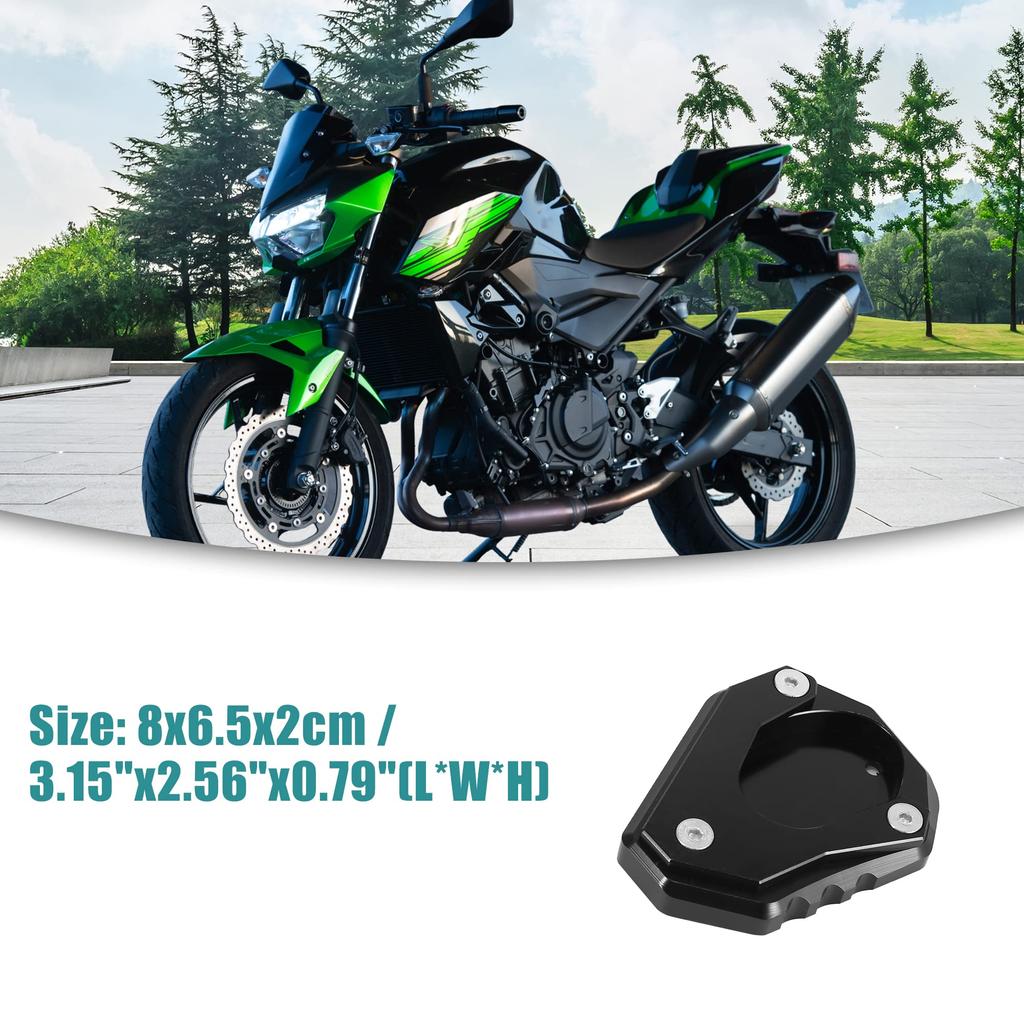 ACROPIX Motorcycle Kickstand Side Stand Extension Pad CNC Aluminum Alloy Compatible with Kawasaki Ninja 400 Z400 Black 1pcs