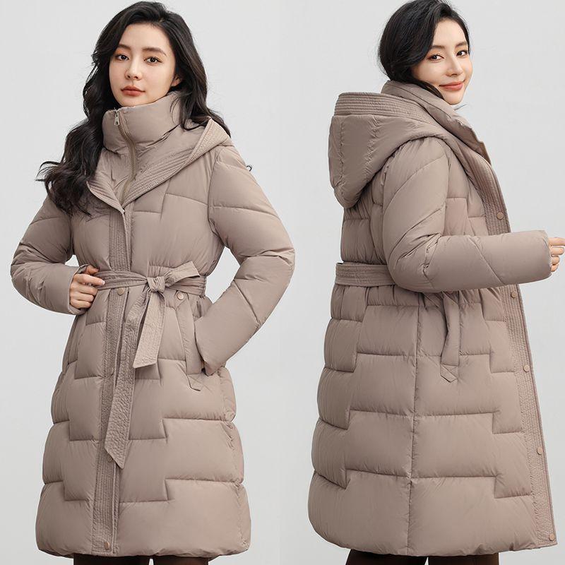 New Winter Thickened Cotton Coat for Women, Mid-length Knee-length Down Cotton Coat, Korean Style Casual Cotton Jacket, Loose Coat