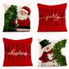 4pcs Double-Sided Polyester Throw Pillow Covers, Santa And Snowman Pattern Cushion Cases with Zipper Closure, Home Decor for Living Room Bedroom Sofa,