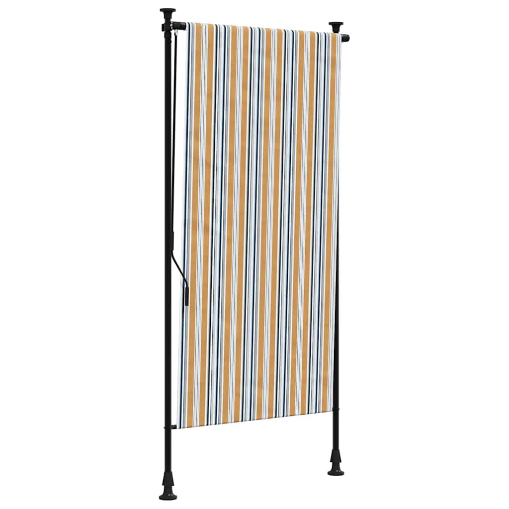 Vidaxl Roleta Zewnętrzna, Żółto-Biała, 120X270 Cm, Tkanina I Stal