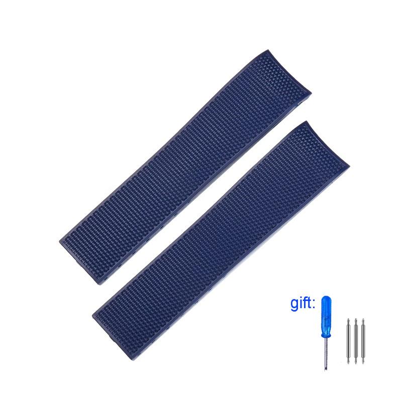 

Curved End Rubber Watchband for Longines Conquest HydroConquest L3.781 642 742 782 Sports Diving Silicone Blue Watch Strap 21mm 21mm