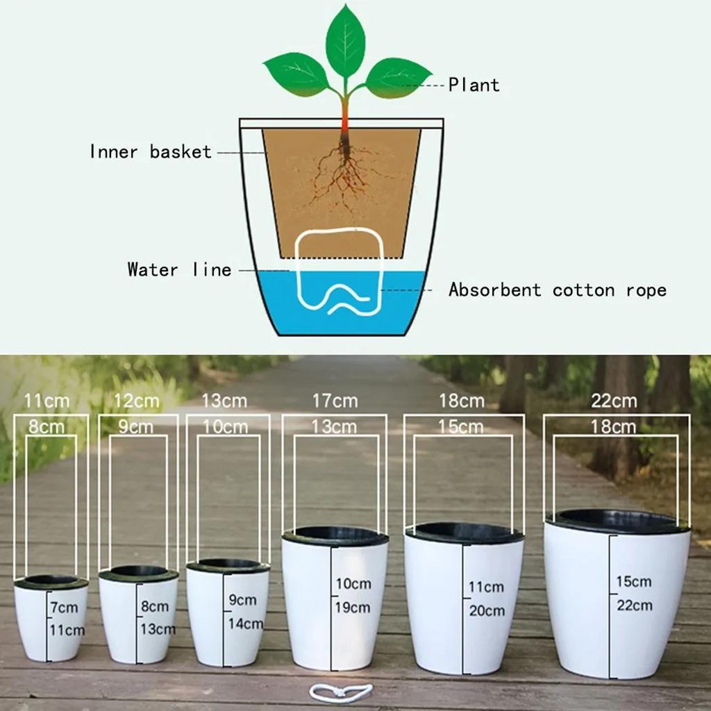 Lazy Flower Pot Self-Watering Plant Flower Pot Planter For Soilless Planting Flowers Tabletop Bonsai Decor Home Garden Supplies