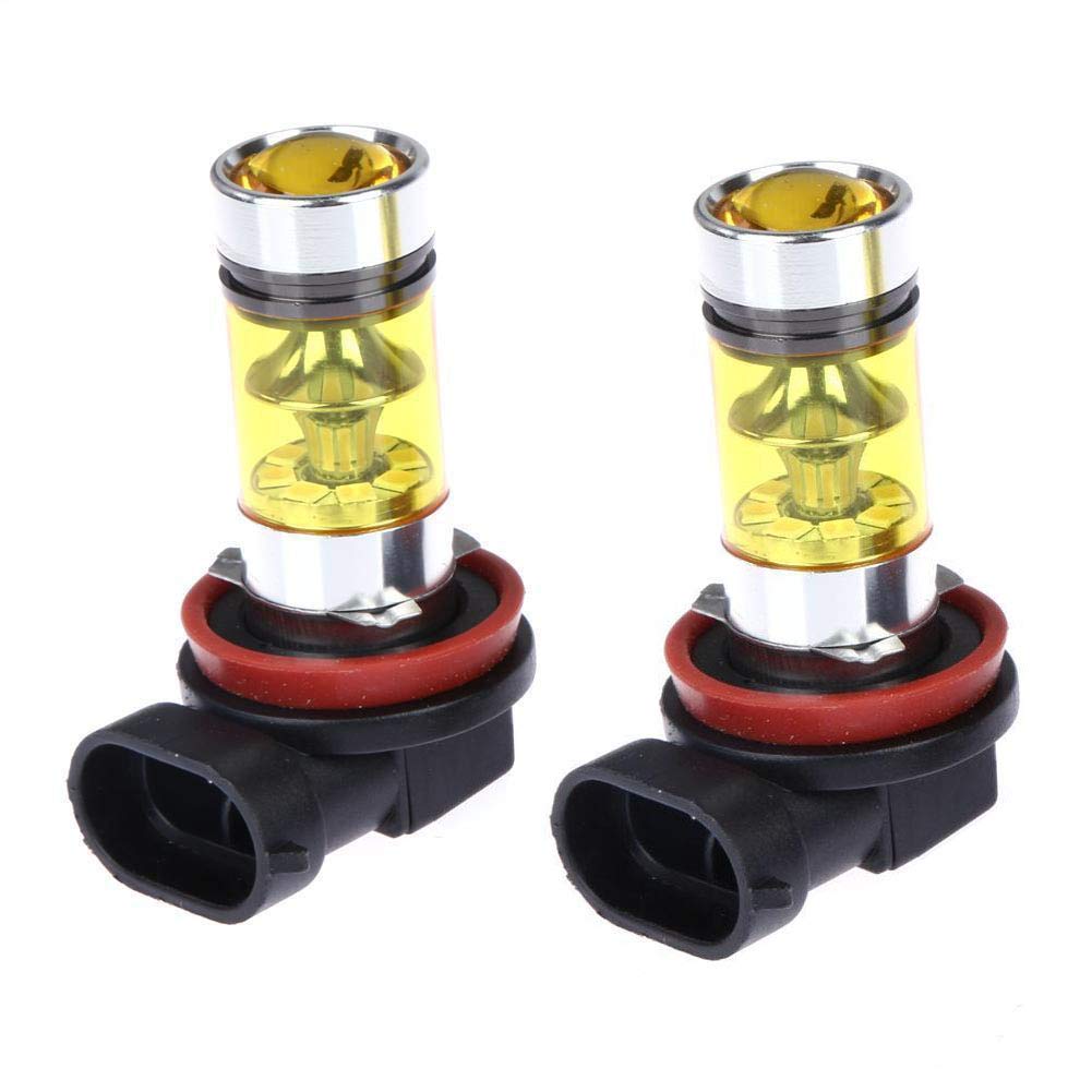 Bumdenuu 2x High Power LED Light 100W H8 H11 Yellow Fog Lamp 2828 20 LED Headlight Lamp