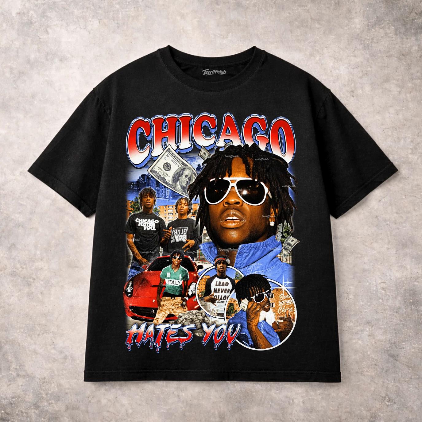 Chief Keef Chicago Hates You Graphic T-Shirt Hip Hop Rap Streetwear Tee 3XL