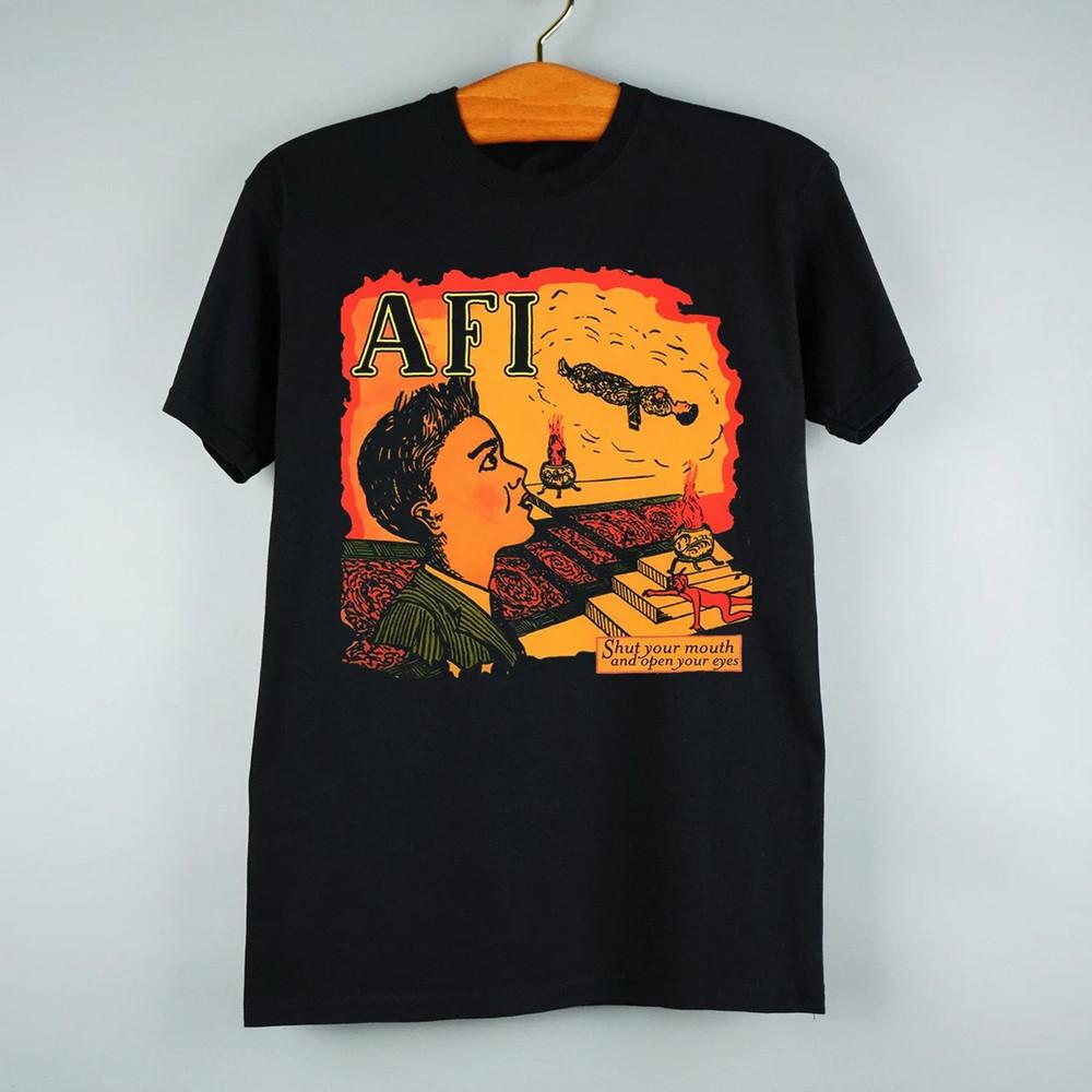 Vtg AFI Shut Your Mouth And Open Your Eyes Cotton T Shirt For Men Unisex T-Shirt L