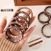 10pcs/lot High Elasticity Leopard Pattern Hair Ring Female Retro Tie Hair Ponytail Rubber Band Ball Head Rope Autumn and Winter New Leather Headdress