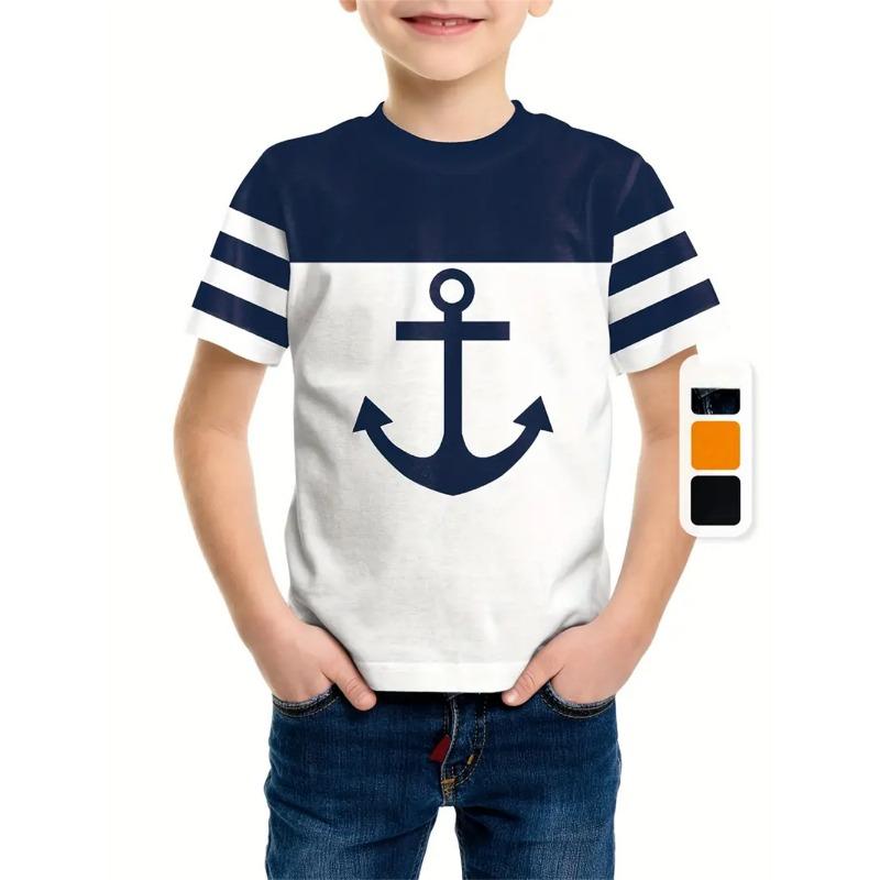 Retro Fishhook Flag 3d Print Top Tee Shirt Kids Boys Clothes Short Sleeve Casual Children's Clothing Fashion T Shirt