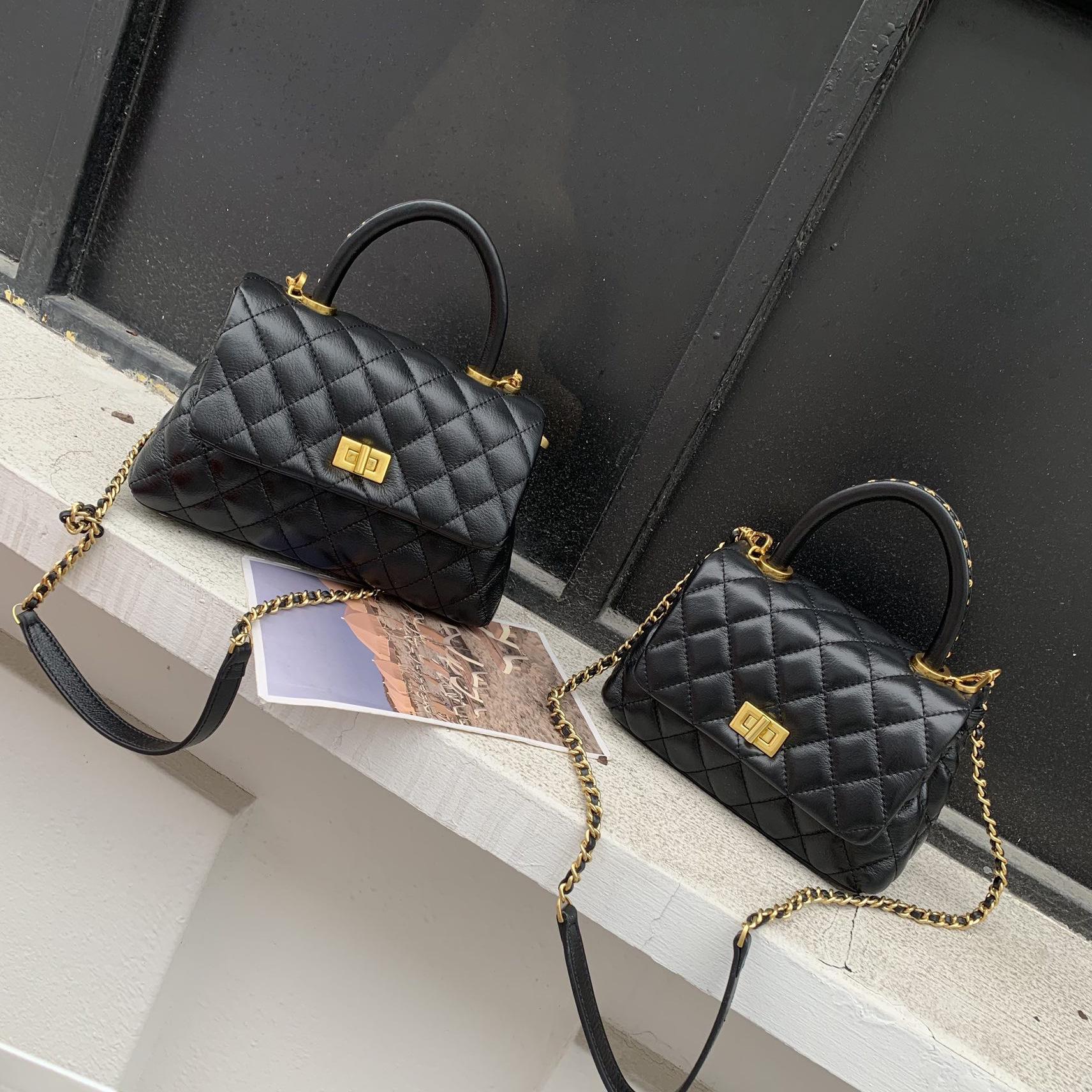 

Женская сумка из натуральной кожи весна/лето 2025 года с бриллиантовой цепочкой — универсальная сумка на одно плечо в тон