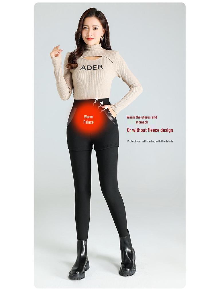 Tjocka Leggings med Fleecefoder för Kvinnor: Hög midja, Lammull, Perfekt för höst och vinter