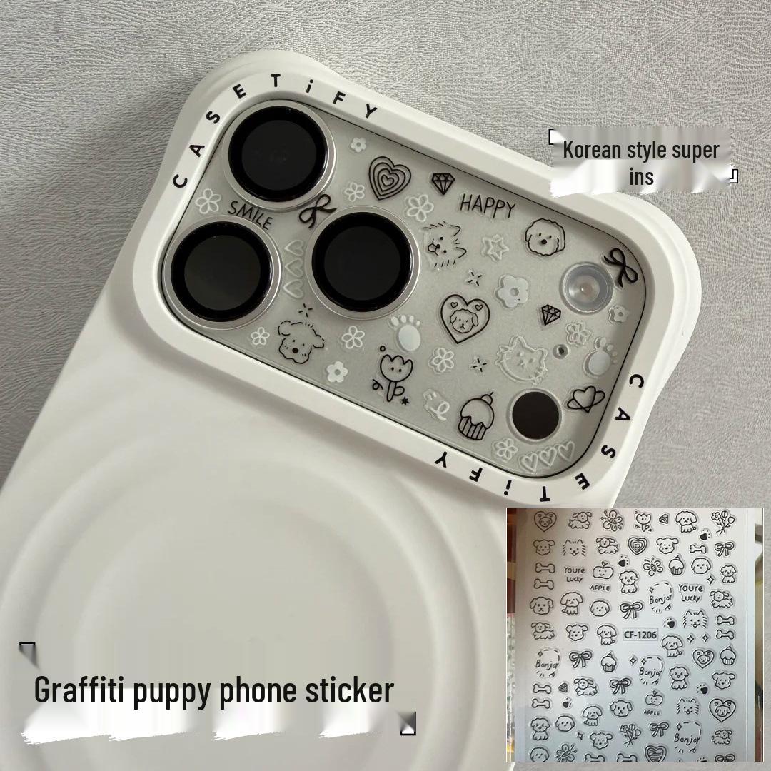 

Клейкие милые щенки и бабочки Граффити Наклейки для чехла iPhone 17 Apple 17 Puppy Phone Case Sticker [1 sheet]