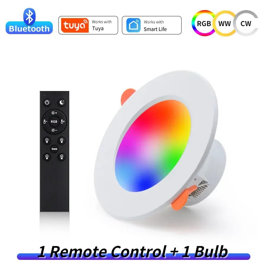 AC220V 10W Bluetooth Tuya Smart LED Downlight 2.4GHz Remote Control Smart Life APP Operated Living Room Bedroom Ceiling Light