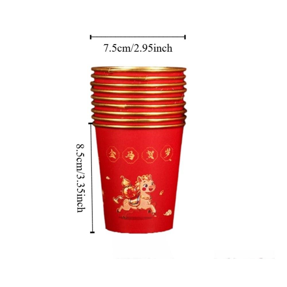 50pcs Horse Pattern 2026 Spring Festival Disposable Cup Gold Foil Drinking Tea Cup  Family Dinner