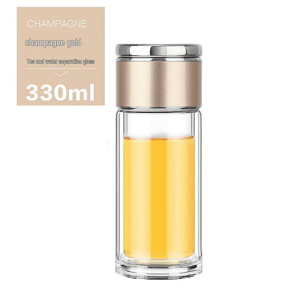 Mini Teacup with Double Layer Insulation and Tea-Water Separation – Portable Travel Glass
