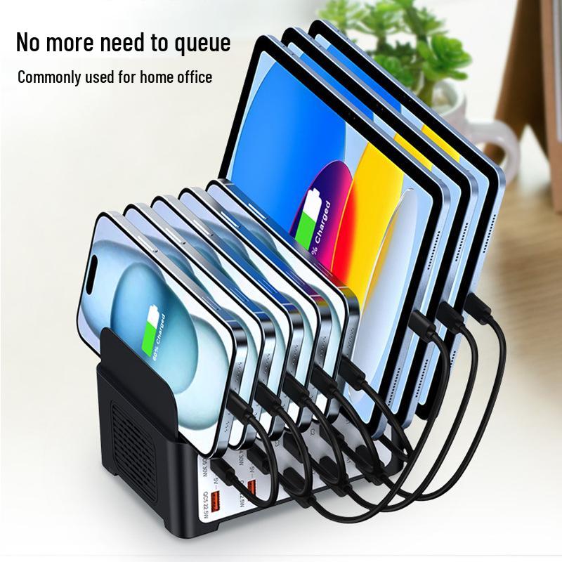 Desktop 120W Multi-Port Charger: 10-Port USB Fast Charging Station for Phone & Laptop, 5C+5A.