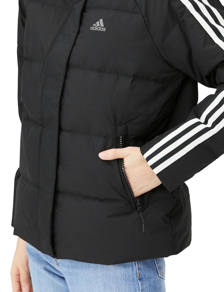 Adidas KOU12 Down Puffer Size Women's 3-Stripes Jacket, Black/White/Grey (IT8720), J/3XL