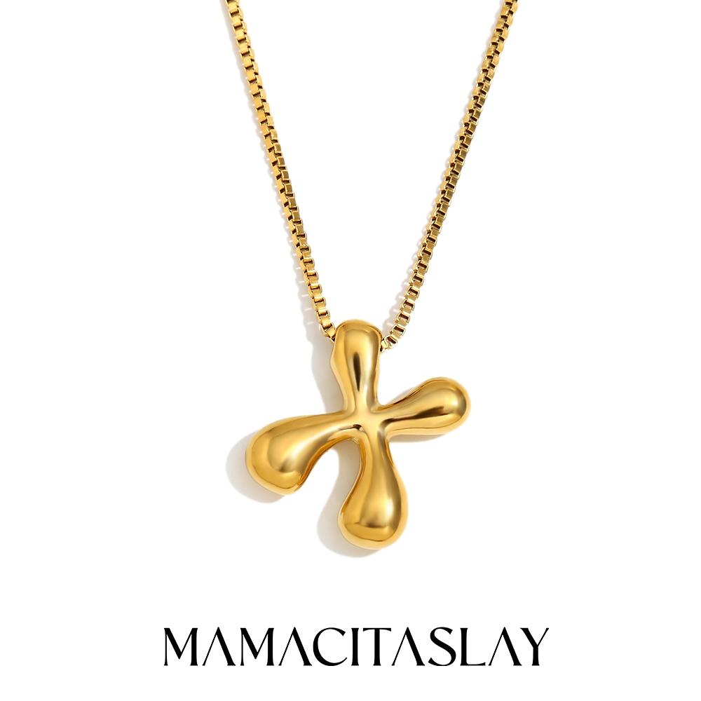 MamacitaSlay Creative 18K Gold Plated Stainless Steel Letter Pendant Necklace Party Waterproof jewelry Unisex Minimalist Gift