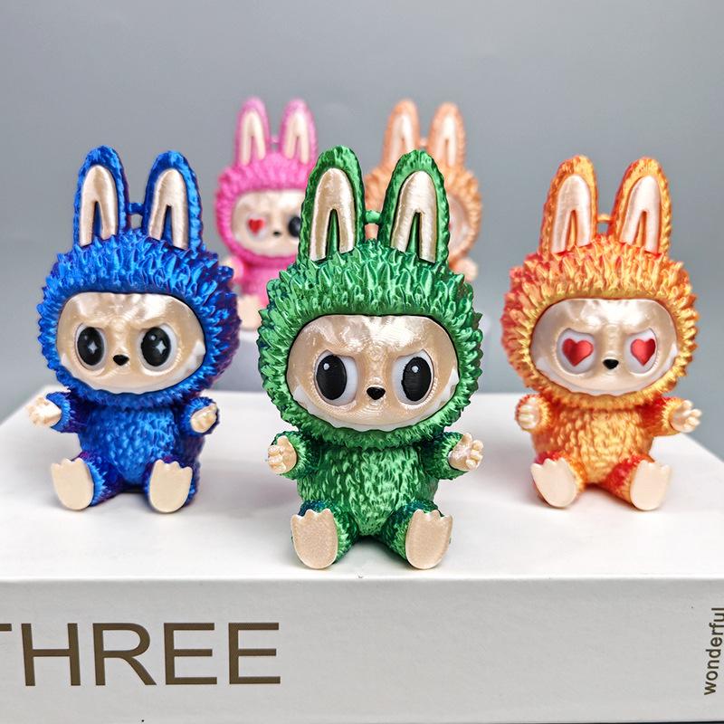 1 Piece Cute Surrounding Characters Gifts 3D Printing Trendy Play Labubu Ornament Cartoon Doll Desktop Decoration