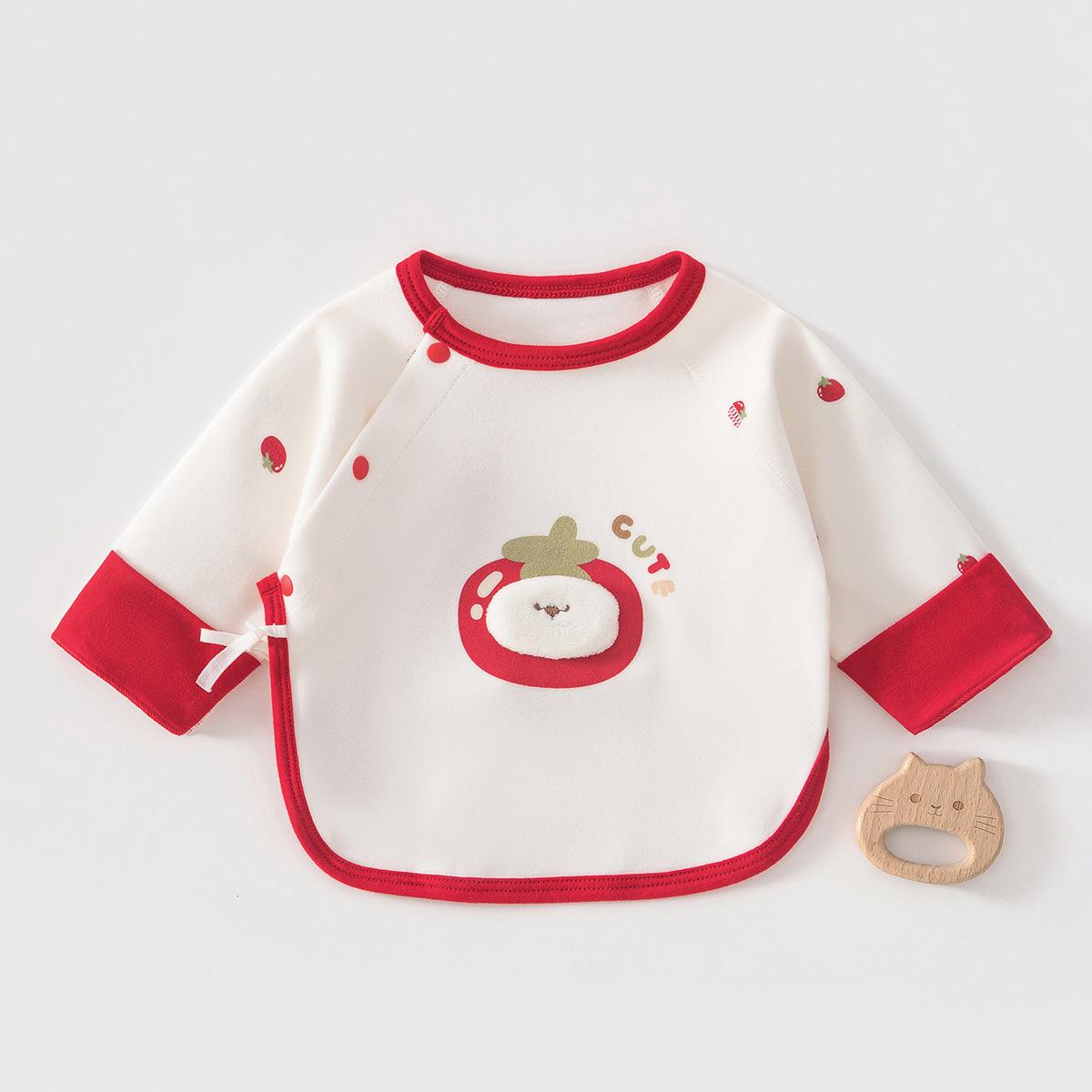 Newborn Monk-Style Top: Pure Cotton, Four-Season, Bright Red, 52 Size 59
