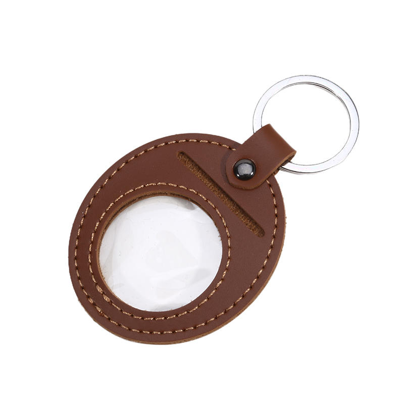 1Pc PU Leather Keychain Coin Holder Double Side Coin Display Case Medallion Sobriety Coin Recovery Chip Airtag Challenge Coin