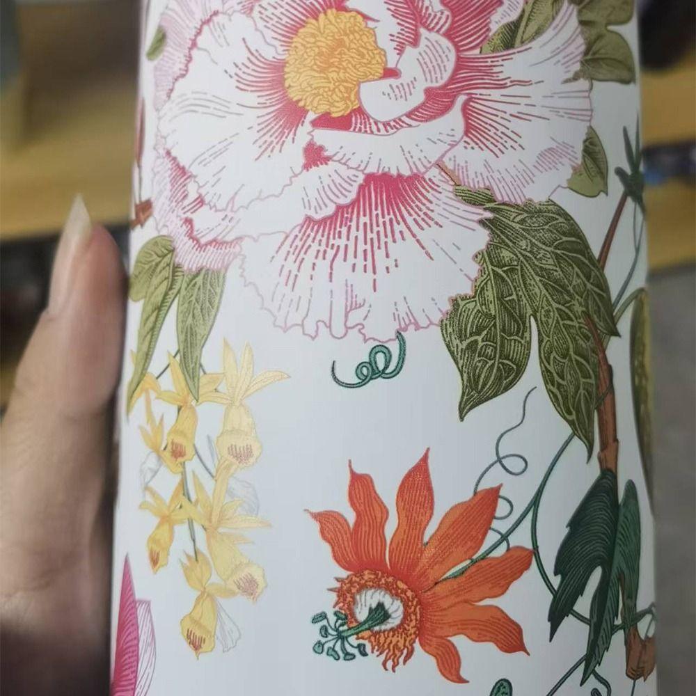 1L Thermal Water Bottle Creative Floral Insulated Bottle Reusable Outdoor Insulated Mug  Household