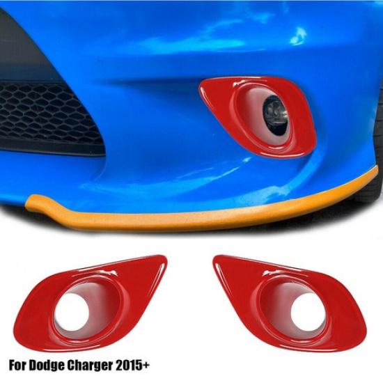 Front Bumper Fog Light Lamp Cover Trim For Dodge Charger 2015+ Red Accessories