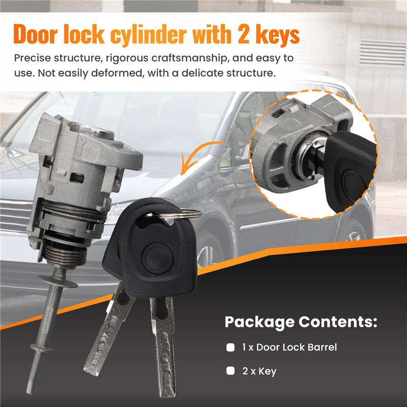 Lock Door Lock Barrel Cylinder With 2 Keys 1T0837167A For VW Touran Caddy 2003-2015-M53K