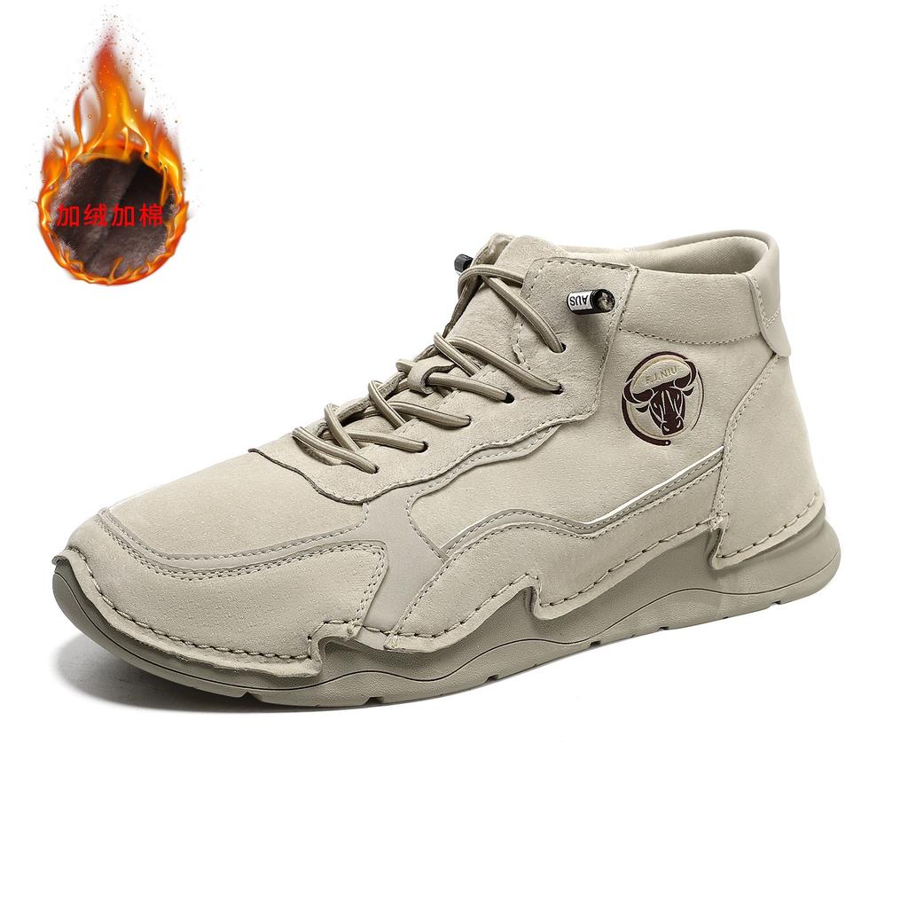 2025 Spring and Autumn Middle Help Outdoor Casual Shoes Leather Popular Men's Martin Boots 2025 Wear-resistant Non-slip Short Boots Men