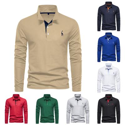 Men's Cotton Shirt Fashionable Casual Men's Deer Embroidery Long Sleeved Shirt