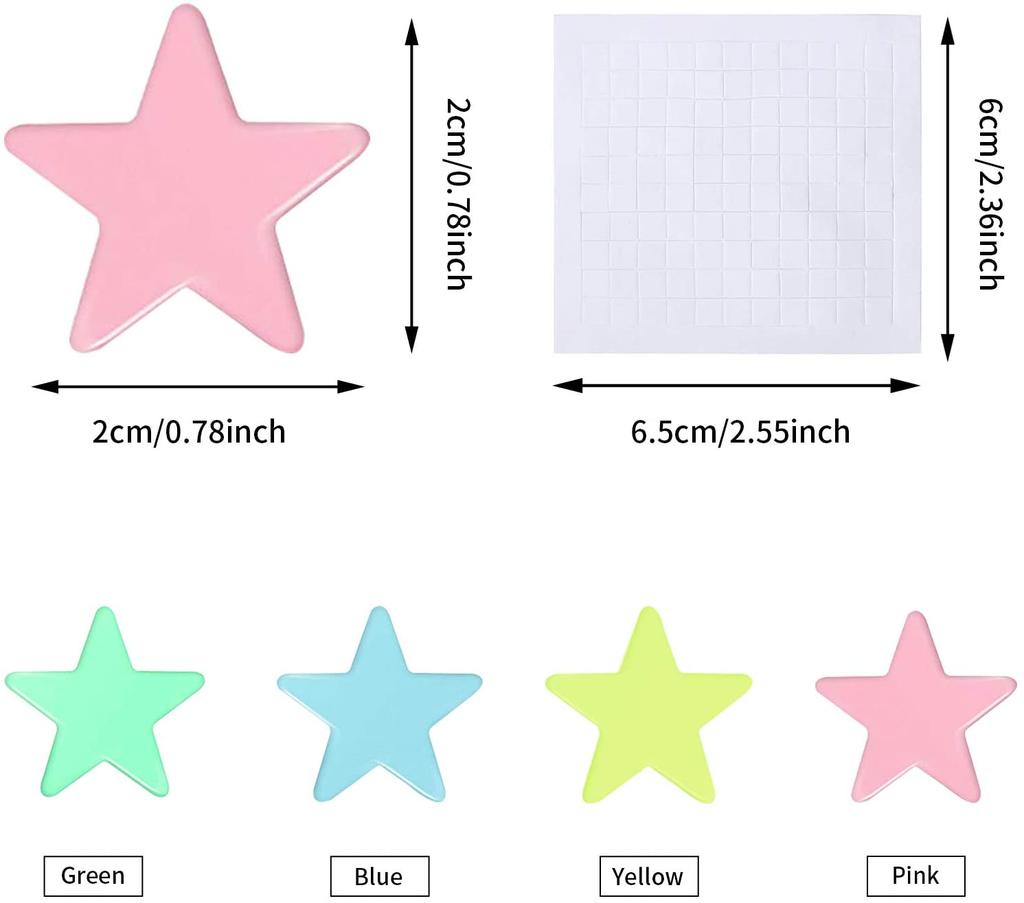 New Style Colorful Glow In The Dark Luminous Stars Plastic Wall Stickers Murals Decals for Home Decor Ceiling Wall Decorate