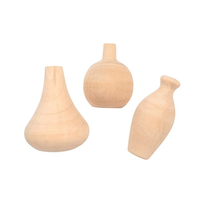 Déco mini demi-vases en bois 3 cm 3 pièces