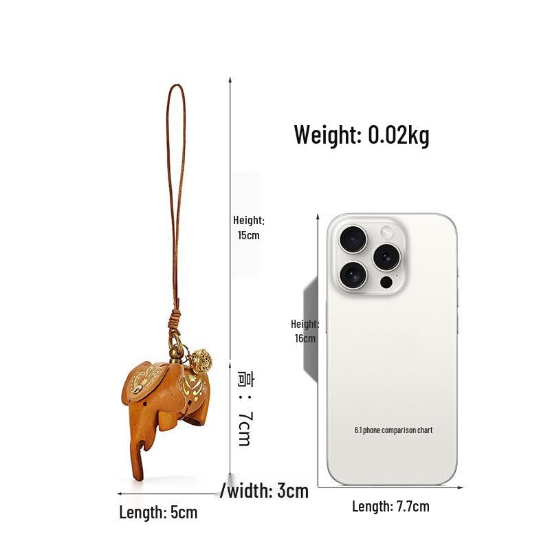 Creative Genuine Leather Elephant Charm Keychain