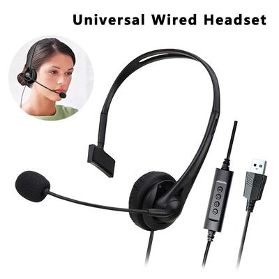 Call-Center-Headset, 3,5-mm-USB-kabelgebundener Business-Kopfhörer mit Mikrofon, Lautstärkeregler, Stummschaltung, Büro-PC-Kopfhörer