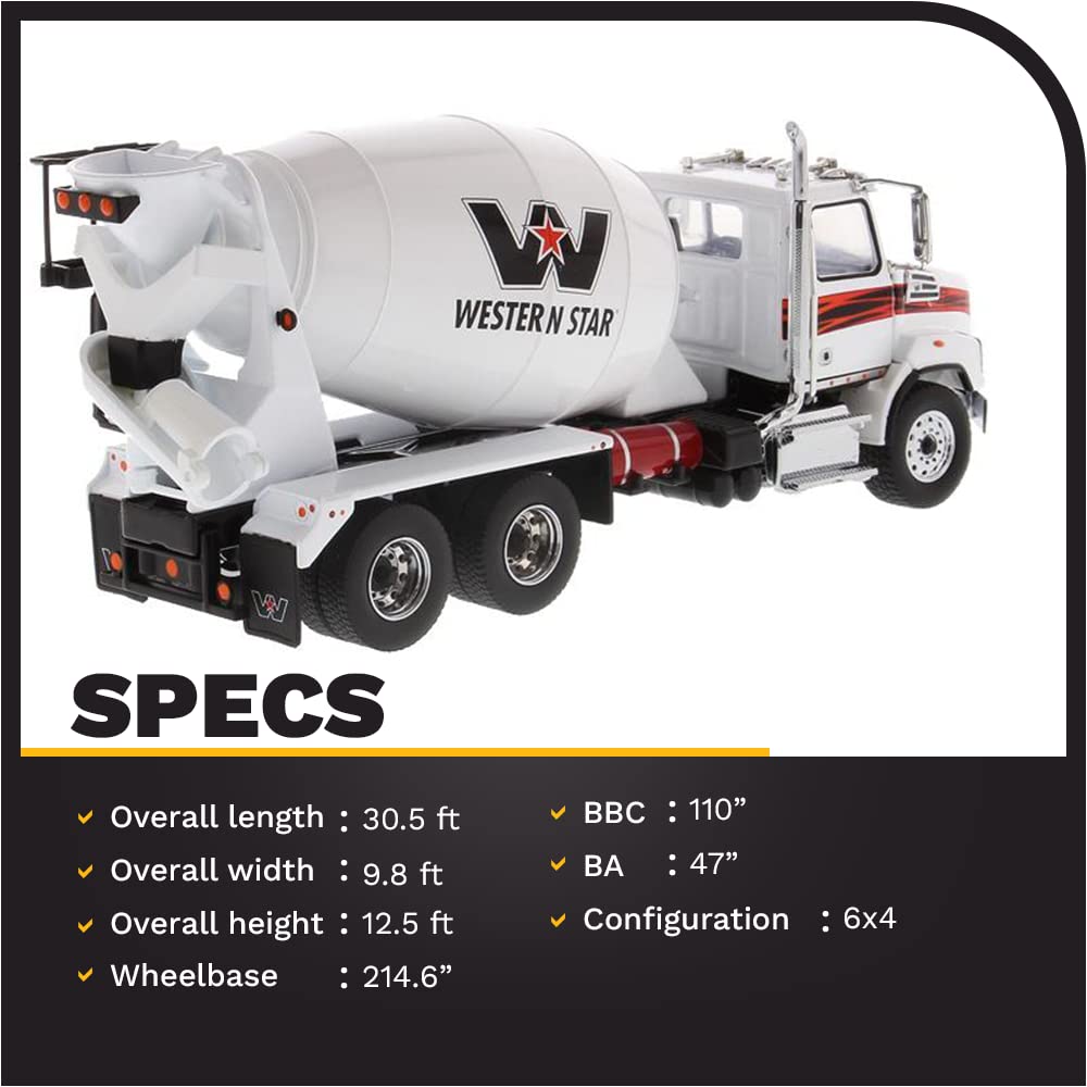 DIECAST MASTERS Western Star 4700 SB Concrete Mixer White Drum 71035 Cab/White