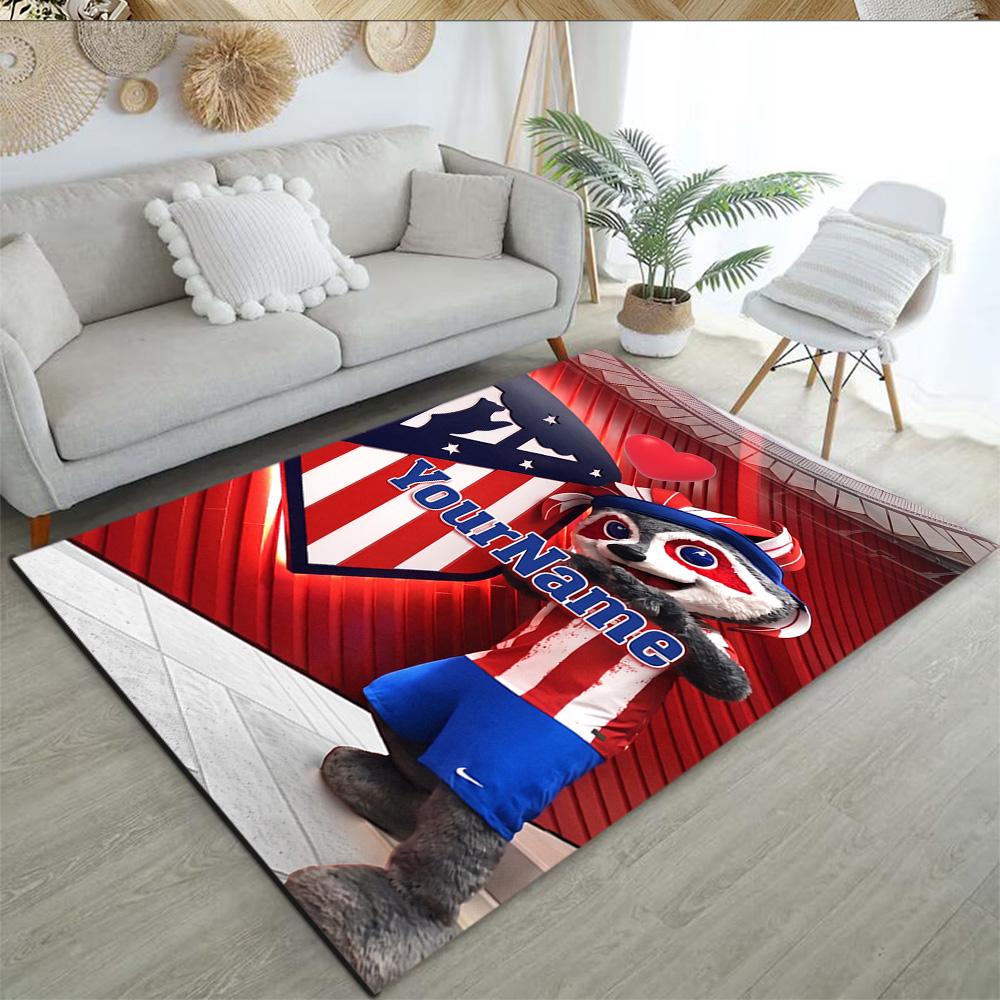 Atletico Madrid Customize Text Floor Mat Perfect for Balcony Dining Room Hallway Bedrooms Anti-slip Rug Decorate Offices Spiritual Gift