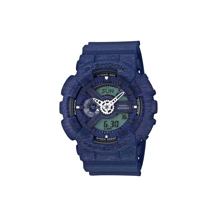

Casio G-Shock Theme Series Classic Trendy Fashion Waterproof Shockproof Sports Quartz Movement Resin Strap Watch Men watches Blue GA-110HT-2A Blue Strap