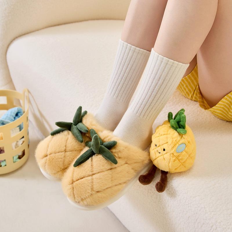 Baumwollpantoffeln, Damen-Indoor-Warme Plüschschuhe mit zusätzlichem Fleece und verdickter Textur