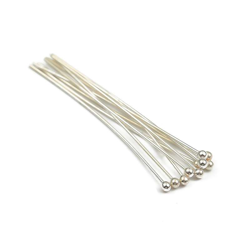 [15-50mm] 925 Sterling Silver Eye Head Pins Flat Head Pins T Shape Needles Ball Head Pins for Jewelry Making DIY 2pcs